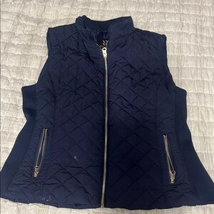 New York & Company Quilted Navy Zip-Front Vest